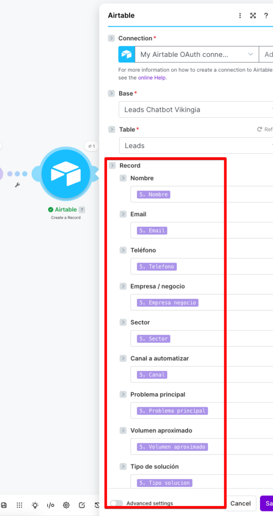 Base de datos en Airtable